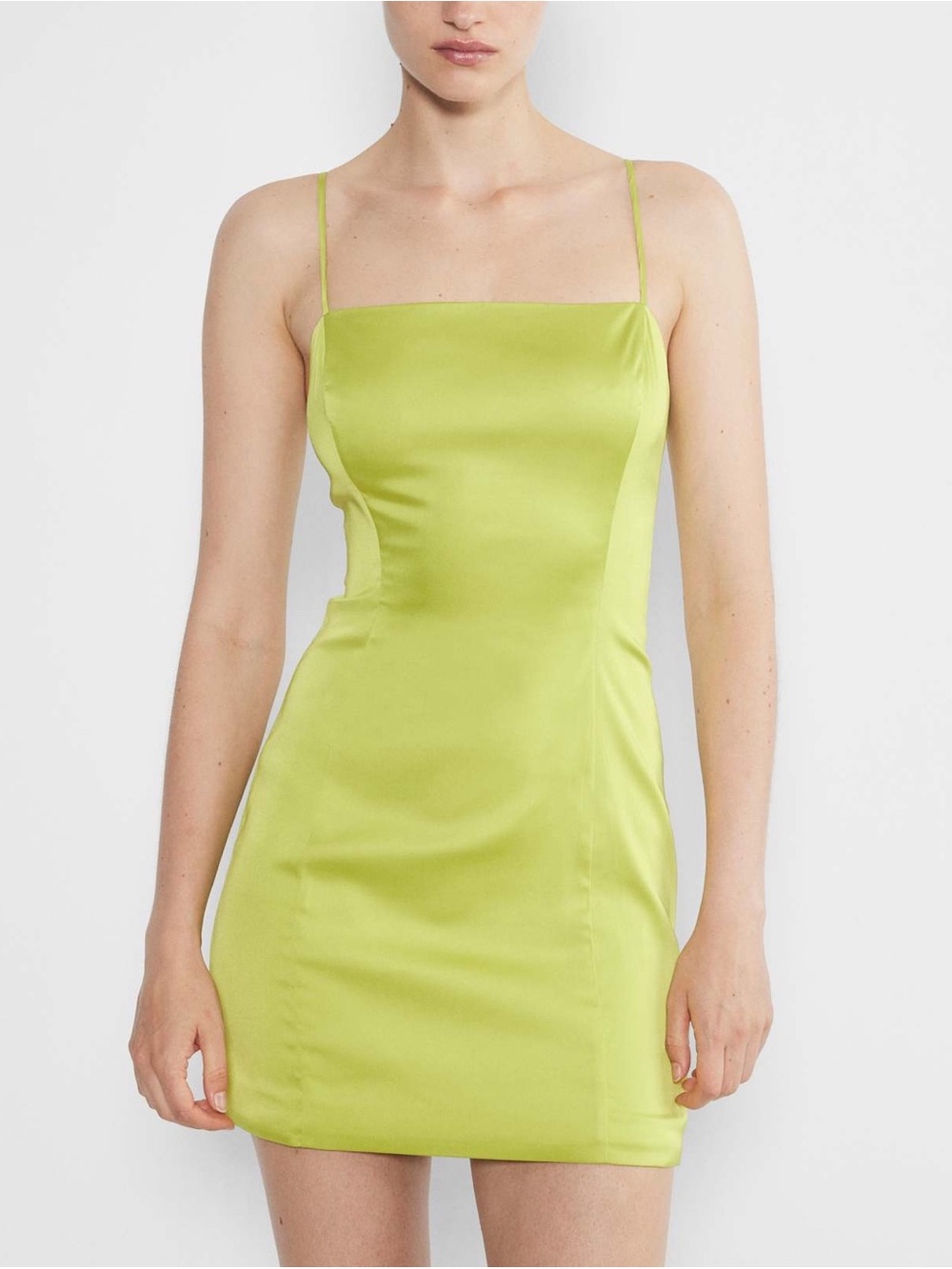 Sunday Best Aritzia Woman Chartreuse Satin Mini Dress US2 90s Classic Party